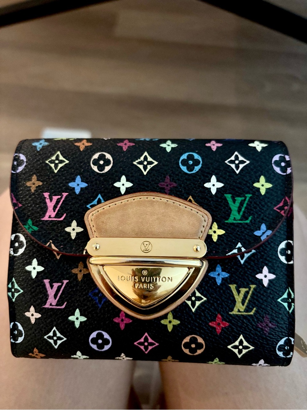 Louis Vuitton Portefeuille Joy Trifold Wallet Monogram Multicolor Black